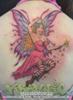 Pink dress striped stockings Purple wings in flight boots flowers in hair
